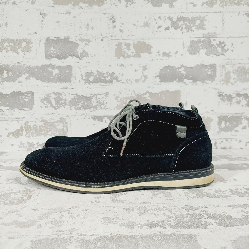 Marco Vitale Collection Black Faux Suede Lace Up Boat Shoes M564